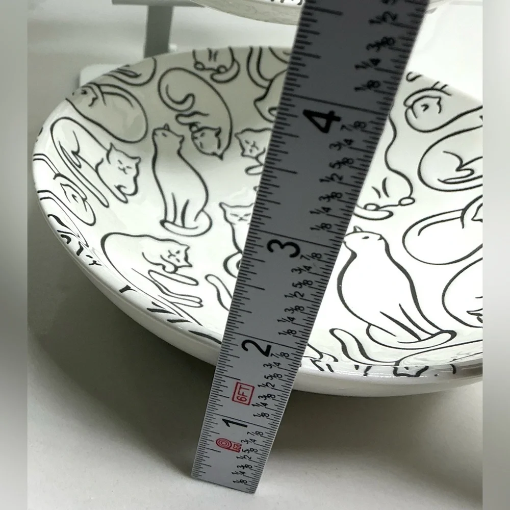 2 Signature Cat Pet Bowl Plate Food Dish Plate Adorable White 6” New